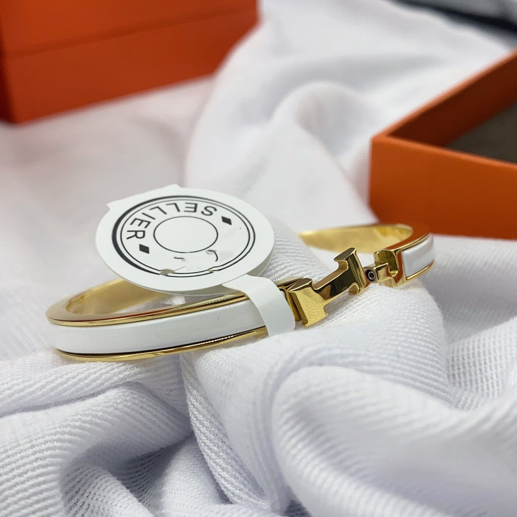 Loco CLASSIC HM CLIC WHITE 8MM ENAMEL BRACELET