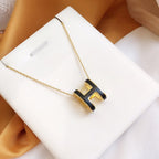 Loco HM CLIC BLACK ENAMEL GOLD NECKLACE