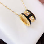 Loco HM CLIC BLACK ENAMEL GOLD NECKLACE