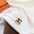 Loco HM CLIC BLACK ENAMEL GOLD NECKLACE