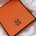 Loco HM CLIC BLACK ENAMEL GOLD NECKLACE