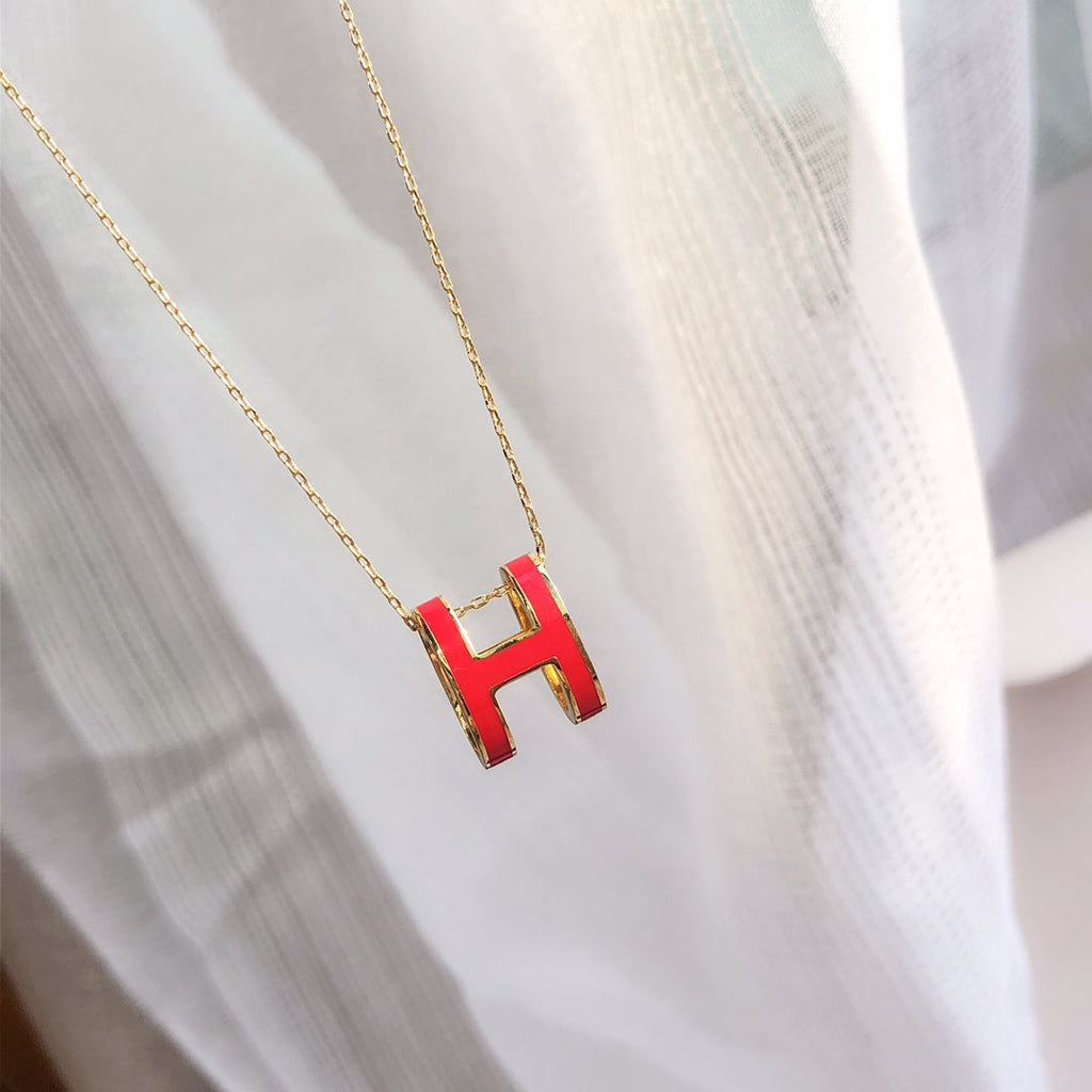 Loco HM CLIC RED ENAMEL GOLD NECKLACE