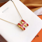 Loco HM CLIC RED ENAMEL GOLD NECKLACE