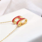 Loco HM CLIC RED ENAMEL GOLD NECKLACE