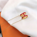 Loco HM CLIC RED ENAMEL GOLD NECKLACE