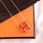 Loco HM CLIC RED ENAMEL GOLD NECKLACE