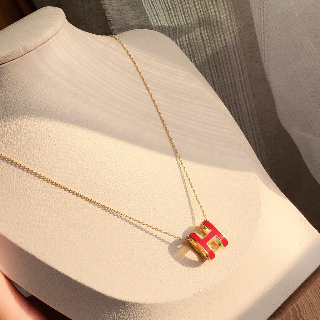 Loco HM CLIC RED ENAMEL GOLD NECKLACE