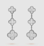 Loco CLOVER 3 MOTIF DIAMOND SILVER DROP EARRINGS