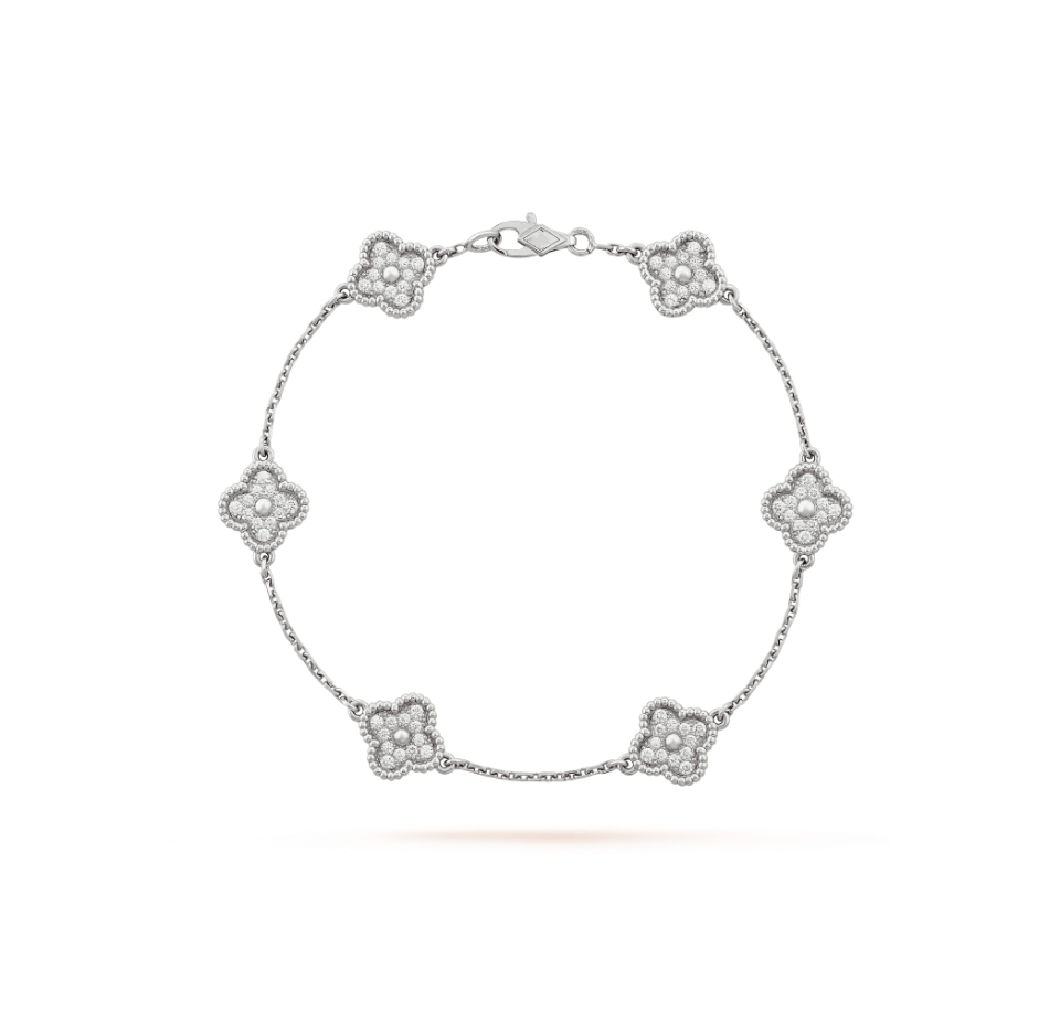 Loco CLOVER 6 MOTIF SILVER DIAMOND BRACELET
