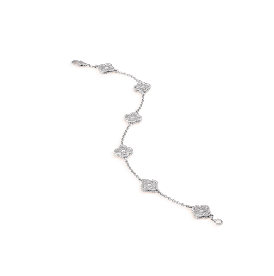 Loco CLOVER 6 MOTIF SILVER DIAMOND BRACELET
