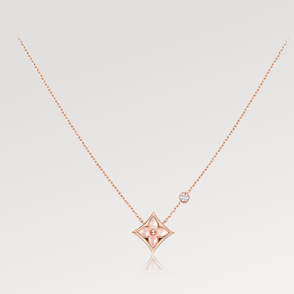 Loco STAR PINK MOP 1 DIAMOND PINK GOLD NECKLACE