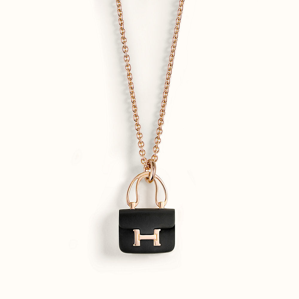 Loco CONSTANCE BLACK PEDANT PINK GOLD NECKLACE