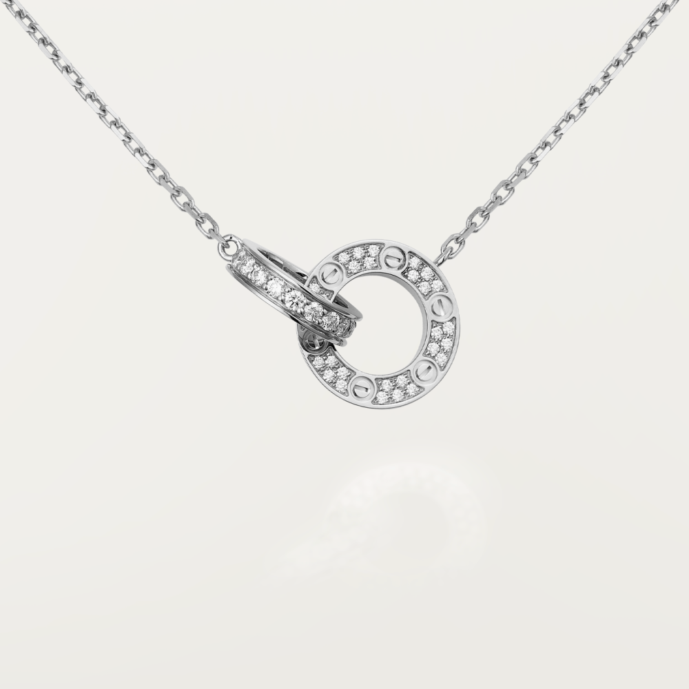 Loco LOVE 7.6MM NECKLACE ROSE GOLD AND SILVER  FULL DIAMOND
