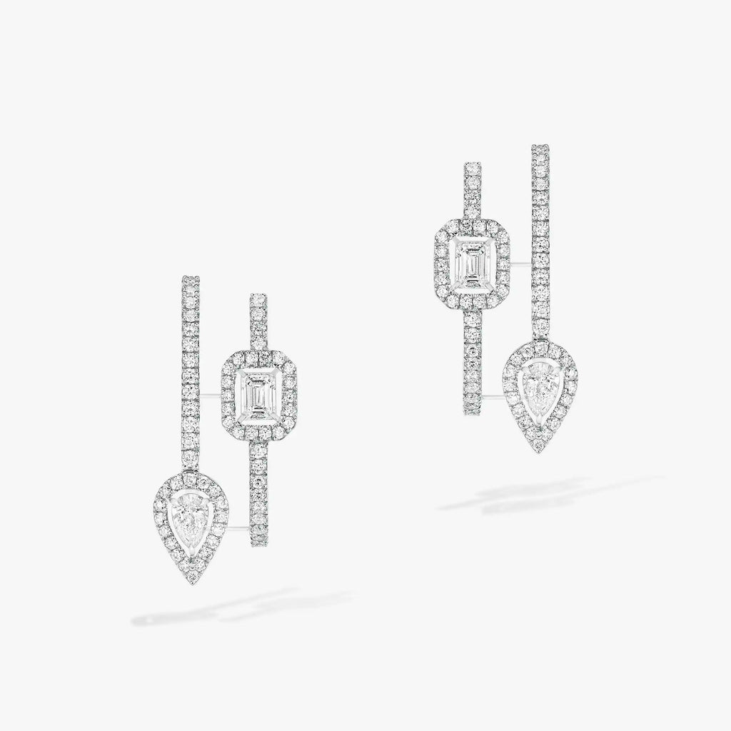 [Loco jewelrys]CREOLES MY TWIN 2 RANGS SILVER DIAMOND EARRINGS