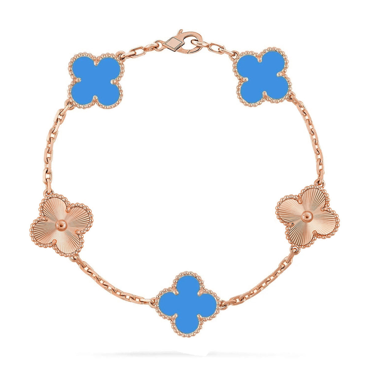 [Loco ]New CLOVER 5 MOTIF BLUE AGATE BRACELET COLLECTION