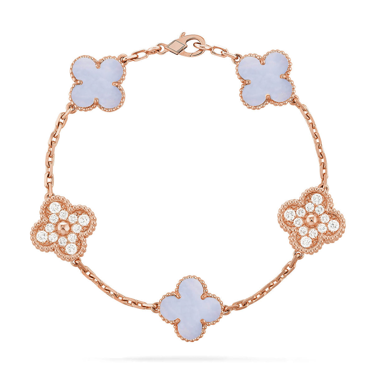 [Loco ]New  CLOVER 5 MOTIF PURPLE CHALCEDONY BRACELET COLLECTION