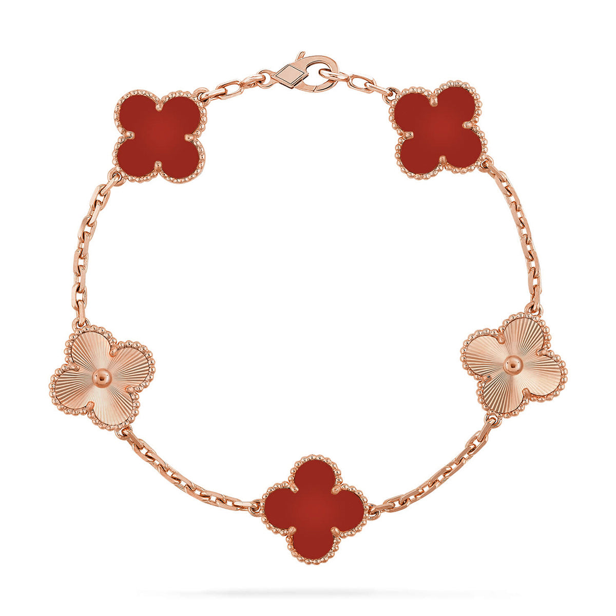 [Loco ]New  CLOVER 5 MOTIF RED CORNELIAN BRACELET COLLECTION