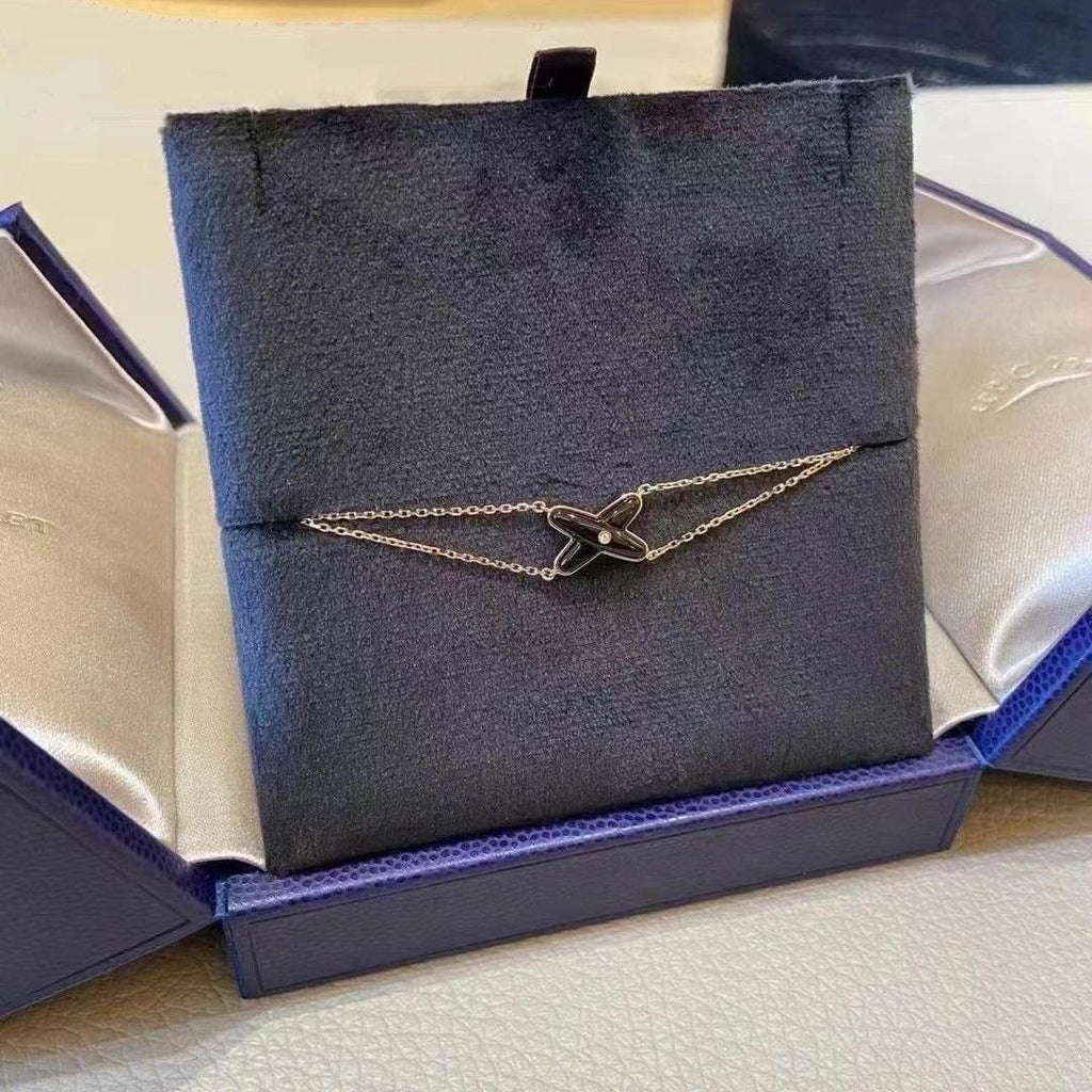 Loco JEUX BRACELET ONYX PINK GOLD 1 DIAMOND