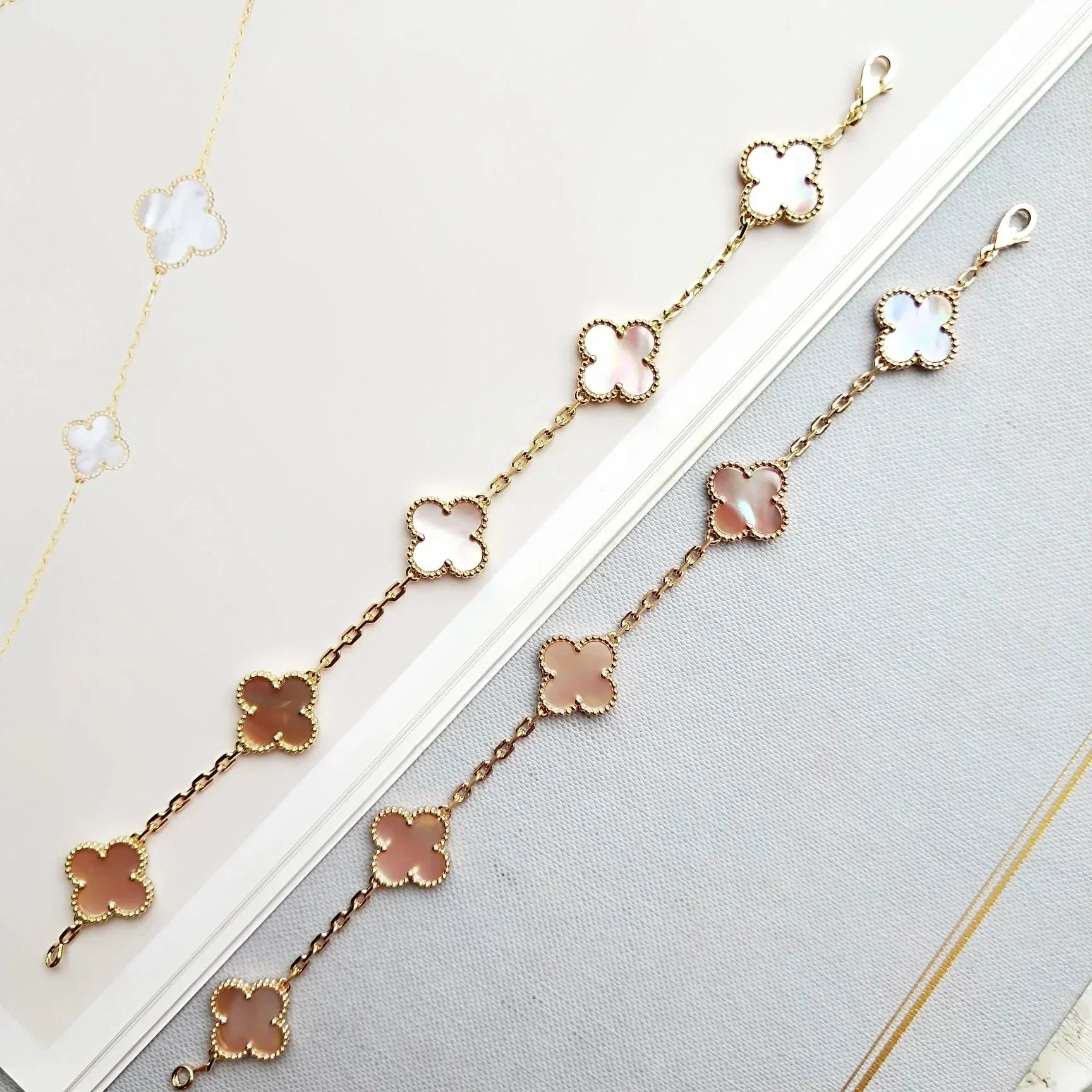 [Loco ]New  CLOVER 5 MOTIFS  PINK MOP BRACELET COLLECTION