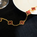 [Loco ]New  CLOVER 5 MOTIF RED CORNELIAN BRACELET COLLECTION