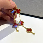 [Loco ]New  CLOVER 5 MOTIF RED CORNELIAN BRACELET COLLECTION