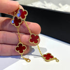 [Loco ]New  CLOVER 5 MOTIF RED CORNELIAN BRACELET COLLECTION