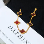 [Loco ]New  CLOVER 5 MOTIF RED CORNELIAN BRACELET COLLECTION