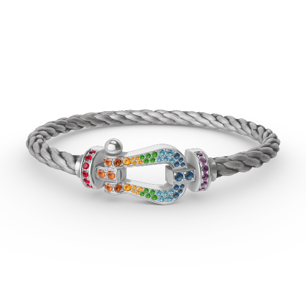 Loco FORC LARGE HORSESHOE  COLORED DIAMOND BRACELET SILVER