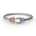 Loco FORC LARGE HORSESHOE  COLORED DIAMOND BRACELET SILVER