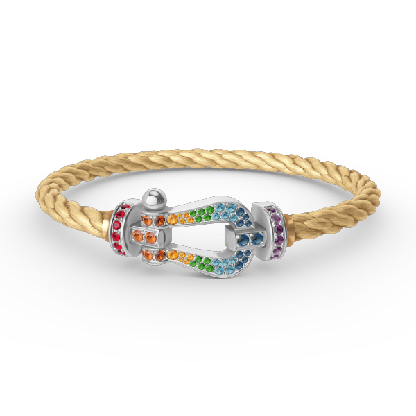Loco FORC LARGE HORSESHOE  COLORED DIAMOND BRACELET SILVER