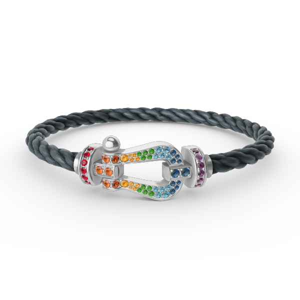 Loco FORC LARGE HORSESHOE  COLORED DIAMOND BRACELET SILVER