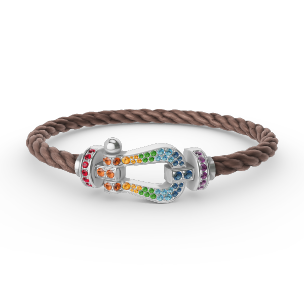 Loco FORC LARGE HORSESHOE  COLORED DIAMOND BRACELET SILVER