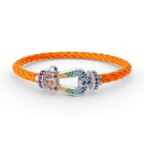 Loco FORC LARGE HORSESHOE  COLORED DIAMOND BRACELET SILVER