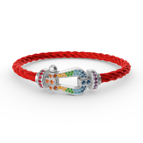 Loco FORC LARGE HORSESHOE  COLORED DIAMOND BRACELET SILVER