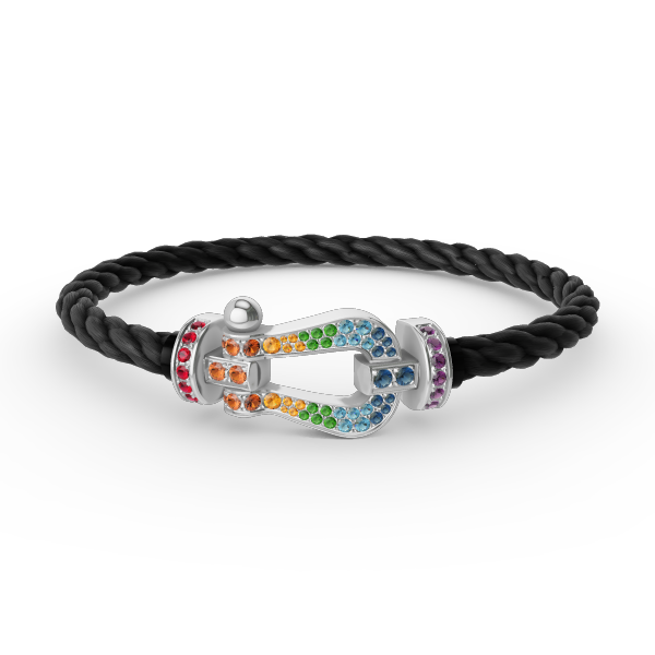 Loco FORC LARGE HORSESHOE  COLORED DIAMOND BRACELET SILVER