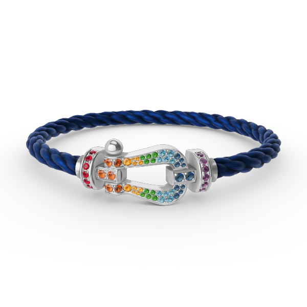 Loco FORC LARGE HORSESHOE  COLORED DIAMOND BRACELET SILVER