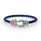 Loco FORC LARGE HORSESHOE  COLORED DIAMOND BRACELET SILVER