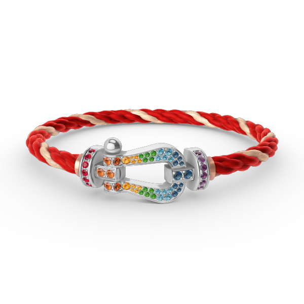 Loco FORC LARGE HORSESHOE  COLORED DIAMOND BRACELET SILVER