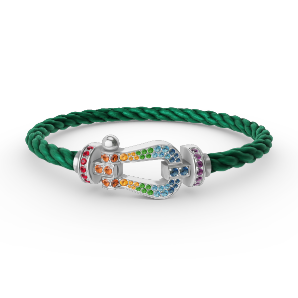 Loco FORC LARGE HORSESHOE  COLORED DIAMOND BRACELET SILVER