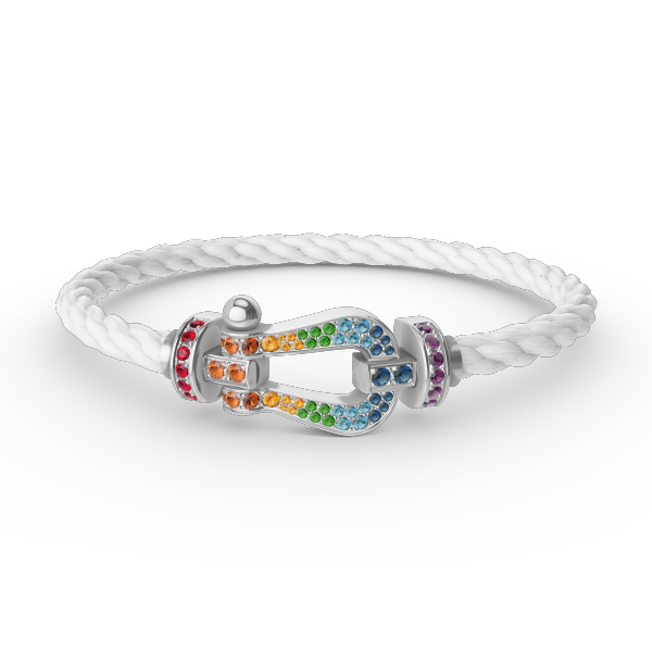 Loco FORC LARGE HORSESHOE  COLORED DIAMOND BRACELET SILVER