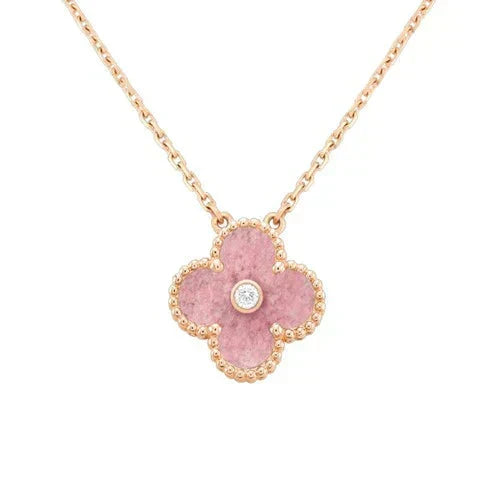 Loco CLOVER 15MM DIAMOND RHODONITE NECKLACE