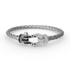 Loco FORCE LARGE HORSESHOE BLACK WHITE DIAMOND BRACELET SILVER