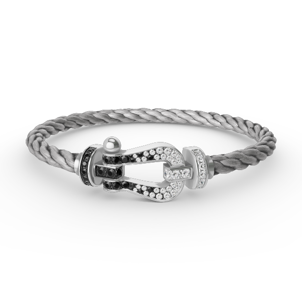 Loco FORCE LARGE HORSESHOE BLACK WHITE DIAMOND BRACELET SILVER