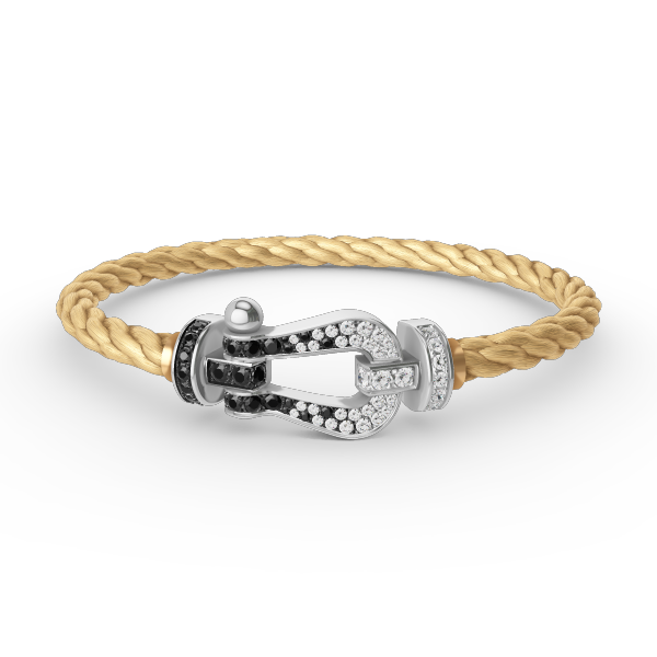Loco FORCE LARGE HORSESHOE BLACK WHITE DIAMOND BRACELET SILVER