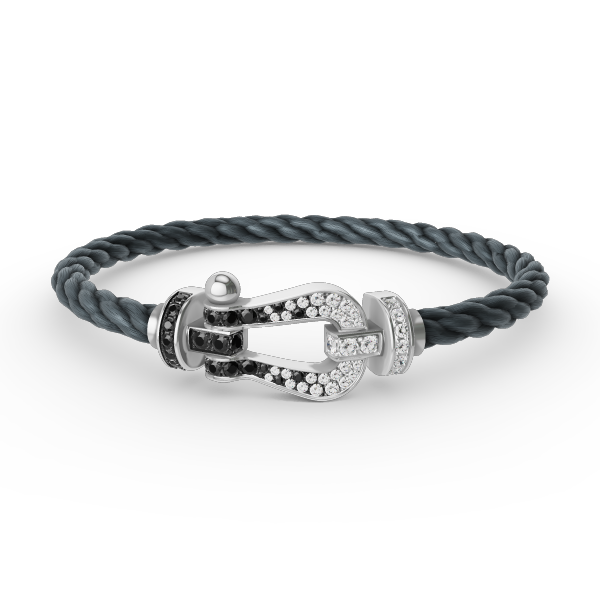 Loco FORCE LARGE HORSESHOE BLACK WHITE DIAMOND BRACELET SILVER