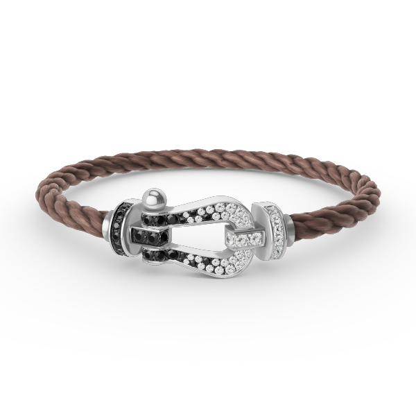 Loco FORCE LARGE HORSESHOE BLACK WHITE DIAMOND BRACELET SILVER