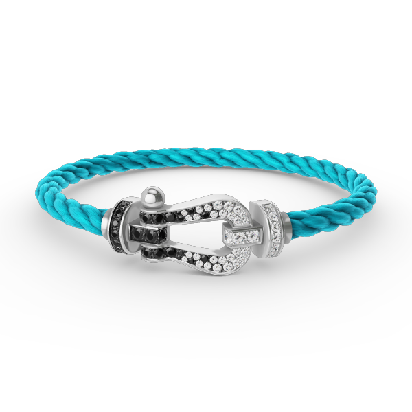 Loco FORCE LARGE HORSESHOE BLACK WHITE DIAMOND BRACELET SILVER