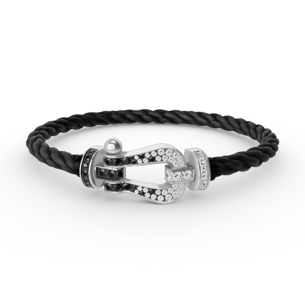 Loco FORCE LARGE HORSESHOE BLACK WHITE DIAMOND BRACELET SILVER