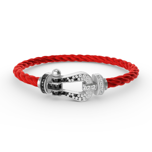 Loco FORCE LARGE HORSESHOE BLACK WHITE DIAMOND BRACELET SILVER