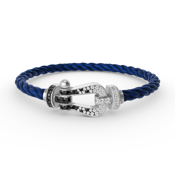 Loco FORCE LARGE HORSESHOE BLACK WHITE DIAMOND BRACELET SILVER